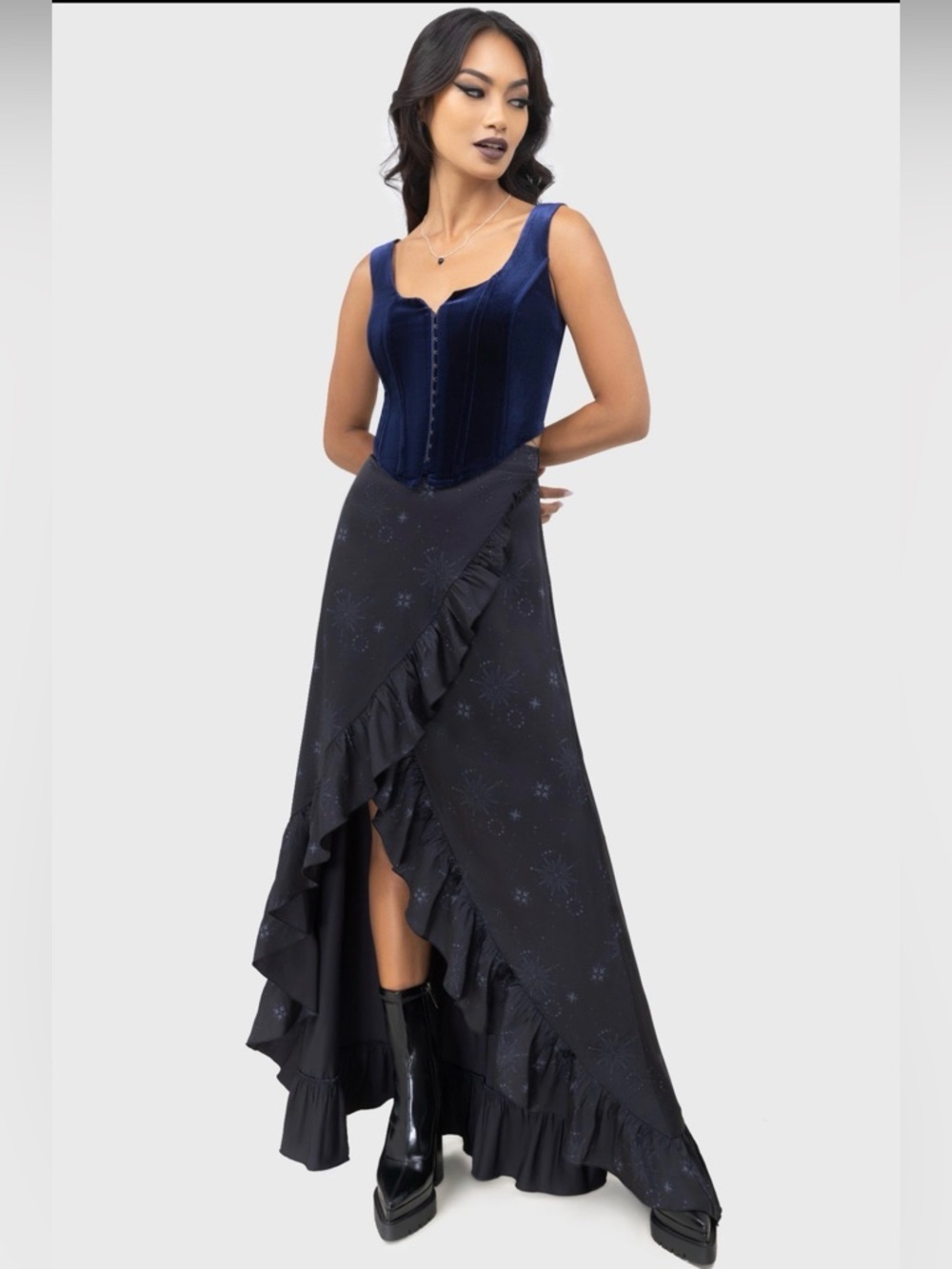 Killstar Starveil Maxi Skirt Celestial Ruffle Small - Picture 3 of 9